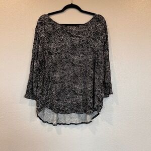 Philosophy Woman Black White Micro Dot 3/4 Sleeve High Low Tunic Blouse 2X‎ Plus